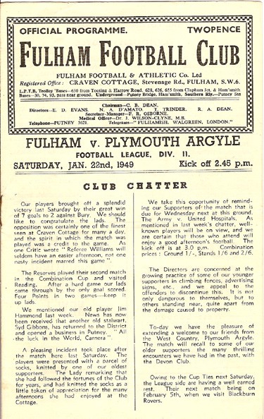 Fulham FC v Plymouth Argyle FC